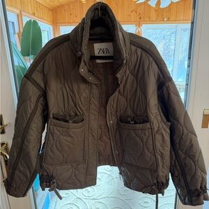 Zara Olive Quilted Jacket